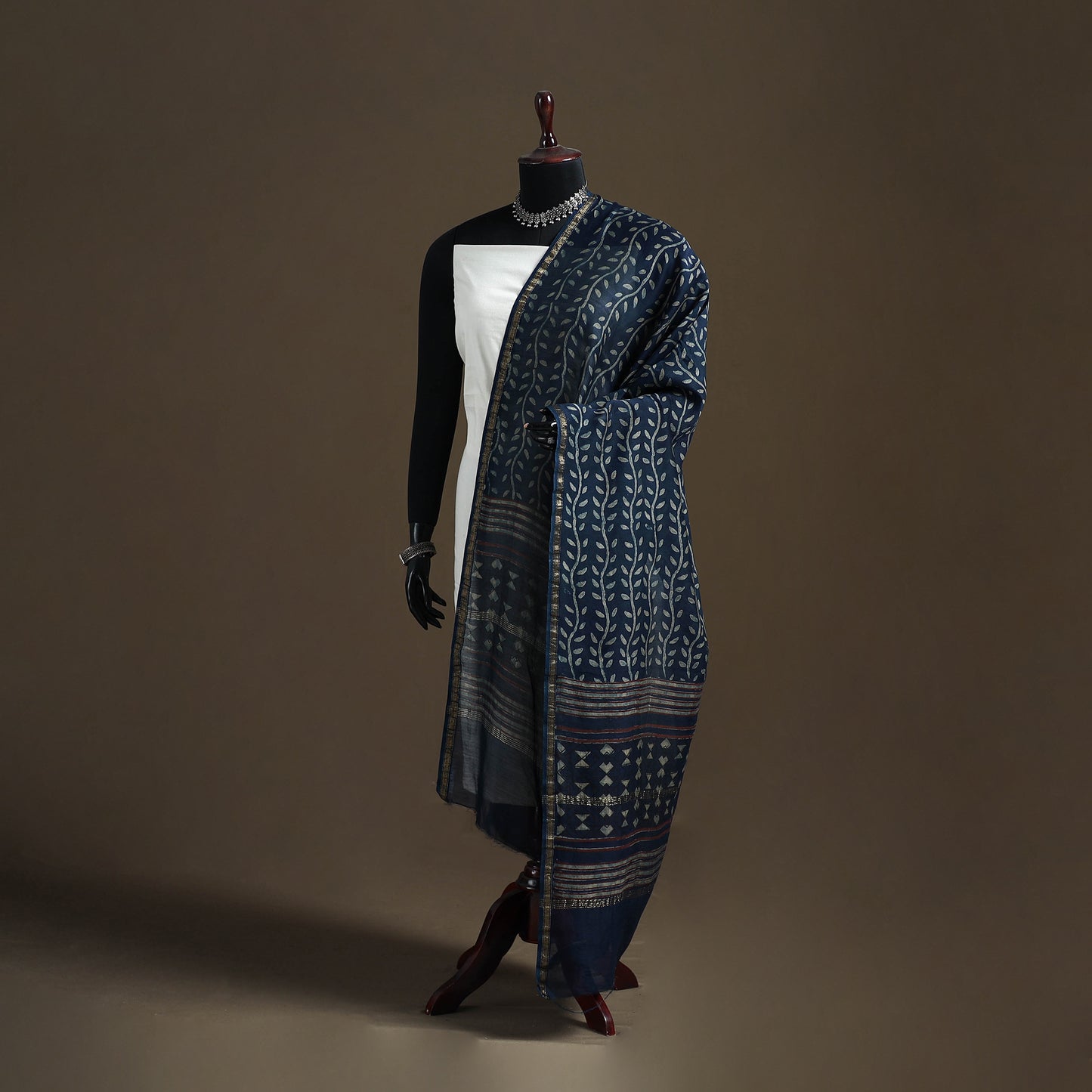 Akola Dabu Hand Block Print Chanderi Silk Handloom Dupatta 21