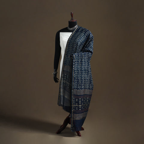Akola Dabu Hand Block Print Chanderi Silk Handloom Dupatta 21