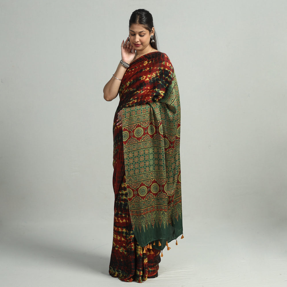 Ajrakh Modal Silk Saree