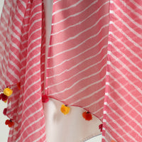 Pink - Leheriya Tie-Dye Kota Doria Cotton Dupatta with Tassels 51