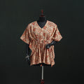 Orange - Kalamkari Hand Block Print Natural Dyed Cotton Kaftan (Short) 35