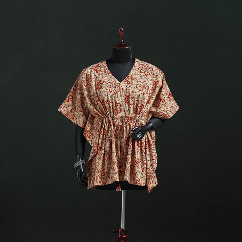 Kalamkari Hand Block Print Natural Dyed Cotton Kaftan (Short) 35