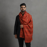 Orange - Kumaun Handwoven Pure Merino Wool Shawl for Men 11