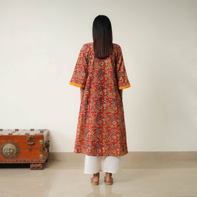 Red - Natural Dyed Block Print Cotton Kalamkari Kurta 07