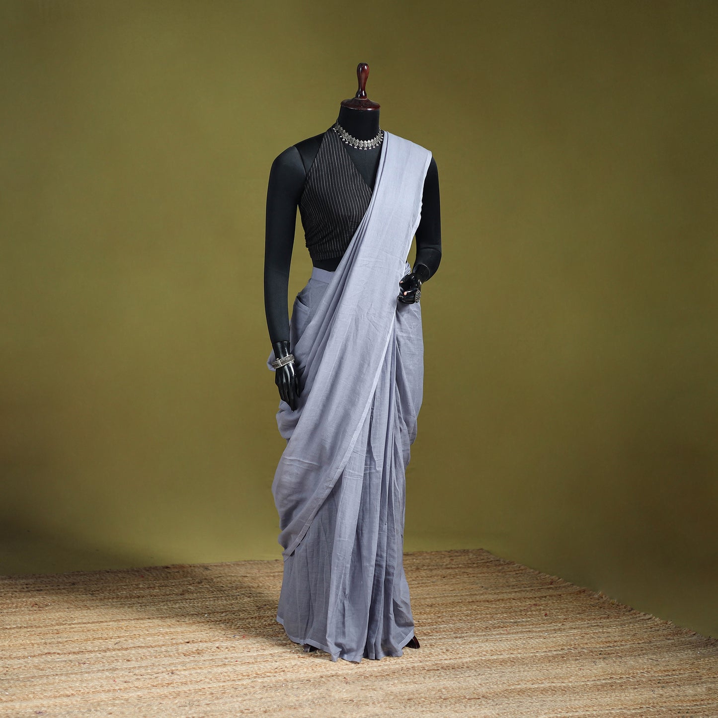Plain Pure Mul Cotton Ready To Wear Saree 04
