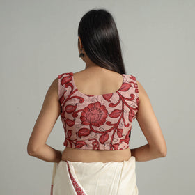 Buy Srikalahasti Handpainted Penwork Kalamkari Chanderi Silk Stitched Blouse 02 Online at iTokri.com