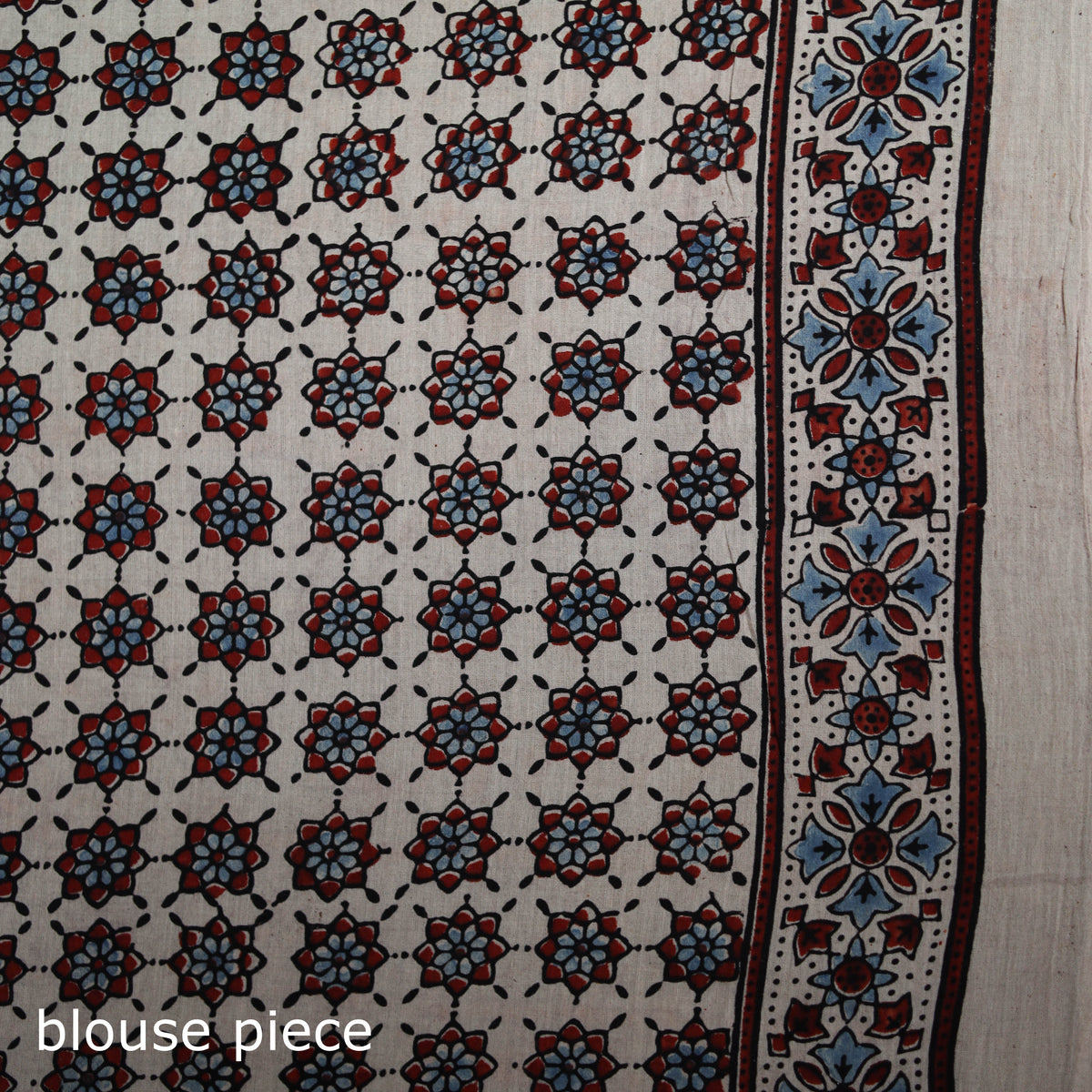 Ajrakh Hand Block Print Natural Dyed Pure Mul Cotton Saree 06