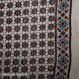 Ajrakh Hand Block Print Natural Dyed Pure Mul Cotton Saree 06