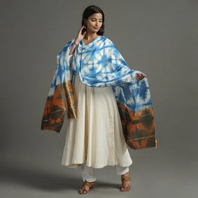 Buy Shibori Tie-Dye Handloom Chanderi Silk Dupatta with Zari Border 68 Online at iTokri.com