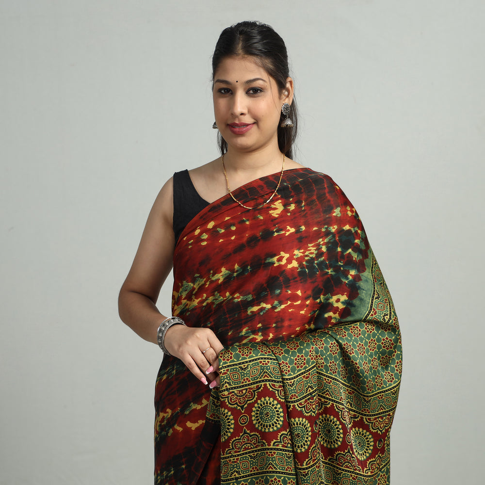 Ajrakh Modal Silk Saree