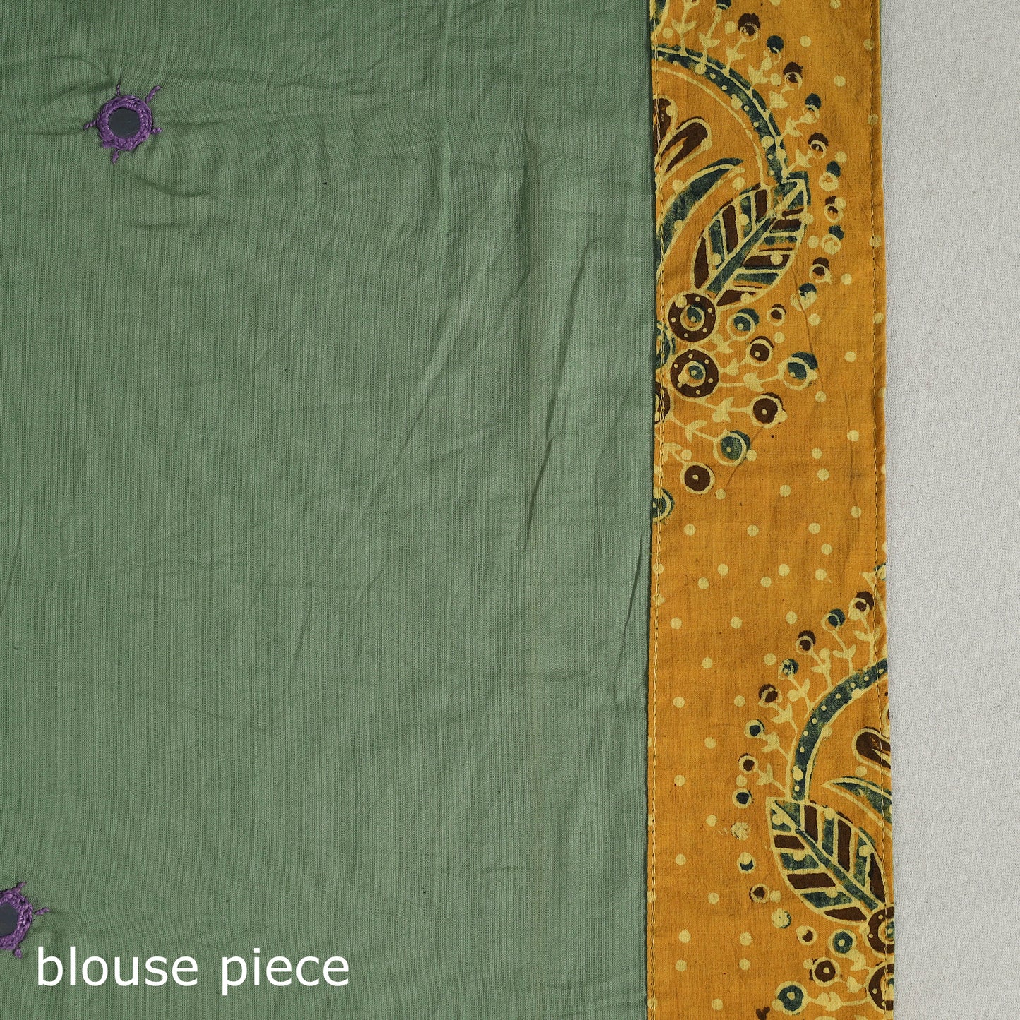 Green - Applique Patchwork Mul Cotton Tagai Ajrakh Saree 12