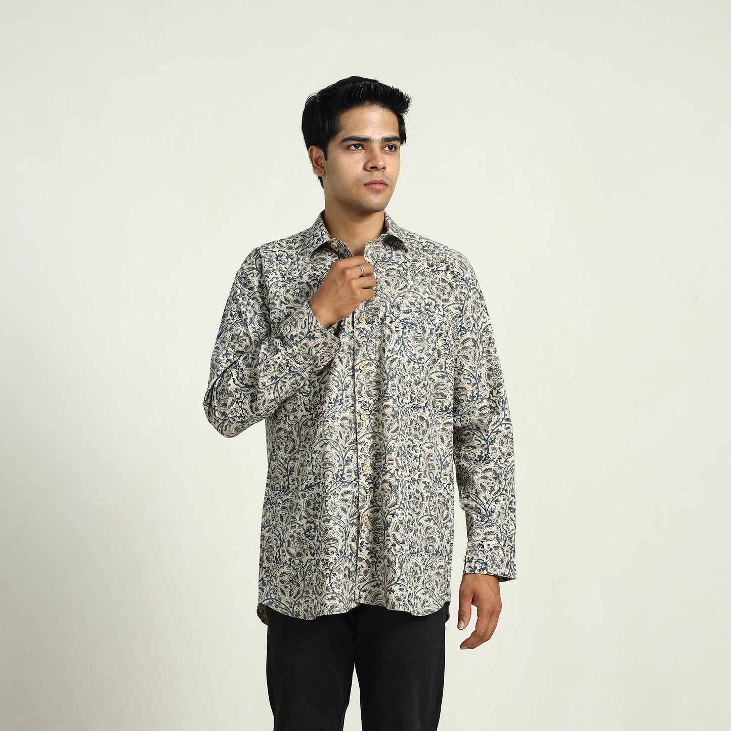 Pedana Block Print Cotton Men Kalamkari Shirt 02