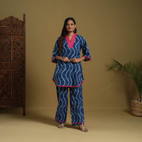  Blue Tie & Dye Cotton Shibori Co-Ord Set Online in India