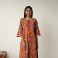 Red - Natural Dyed Block Print Cotton Kalamkari Kurta 07