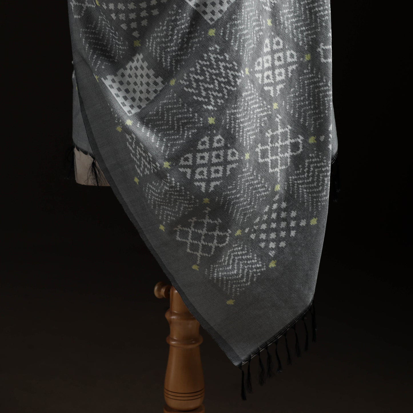 Pochampally Ikat Pure Handwoven Merino Wool x Silk Shawl 03