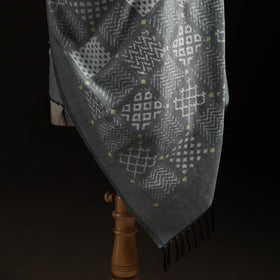 Pochampally Ikat Pure Handwoven Merino Wool x Silk Shawl 03