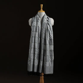 Pochampally Ikat Pure Handwoven Merino Wool x Silk Shawl 03