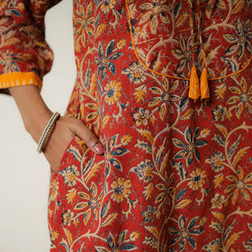 Red - Natural Dyed Block Print Cotton Kalamkari Kurta 07