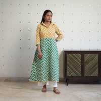 Yellow - Cotton A-Line Batik Print Kurta 03