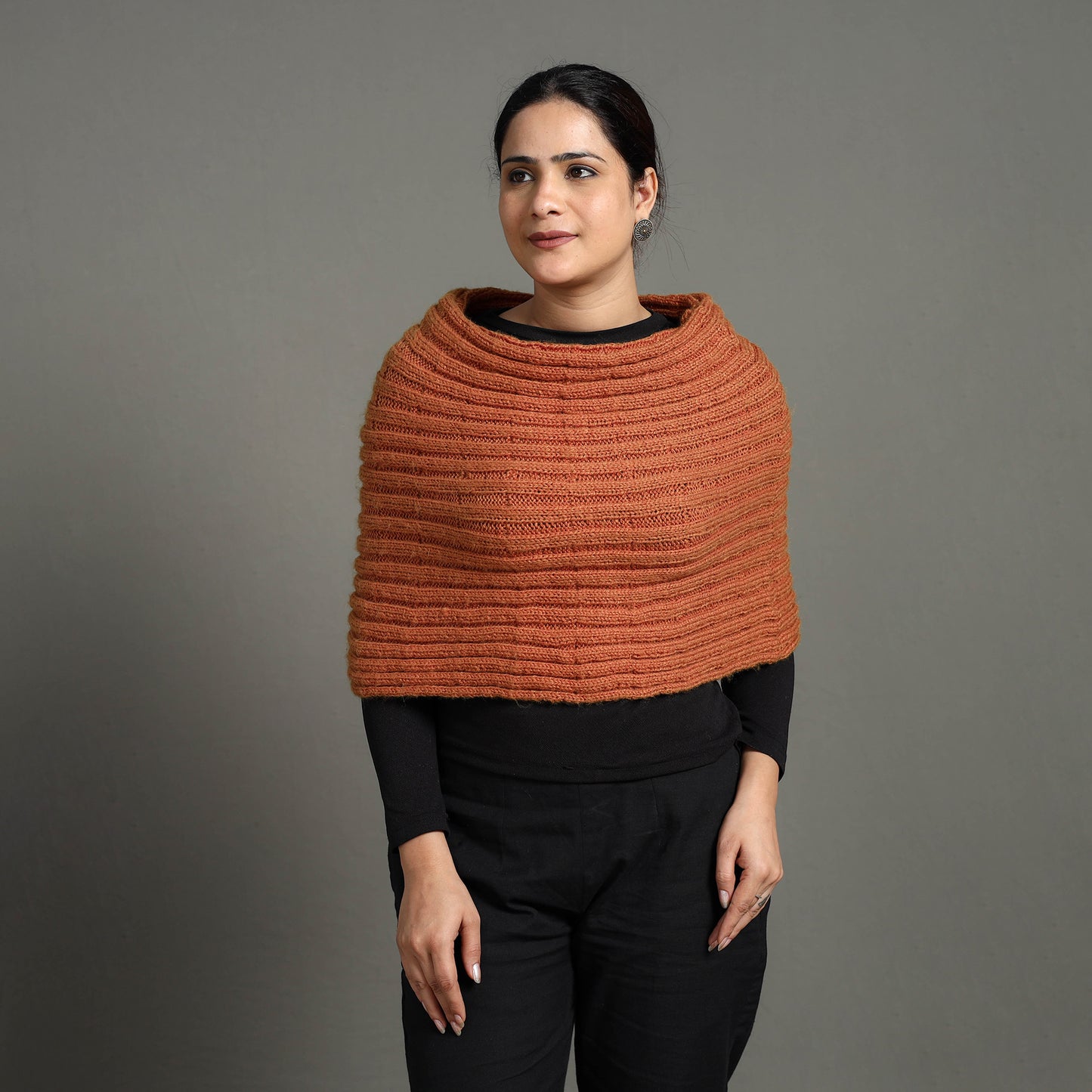 Orange - Kumaun Hand Knitted Woolen Cowl 136