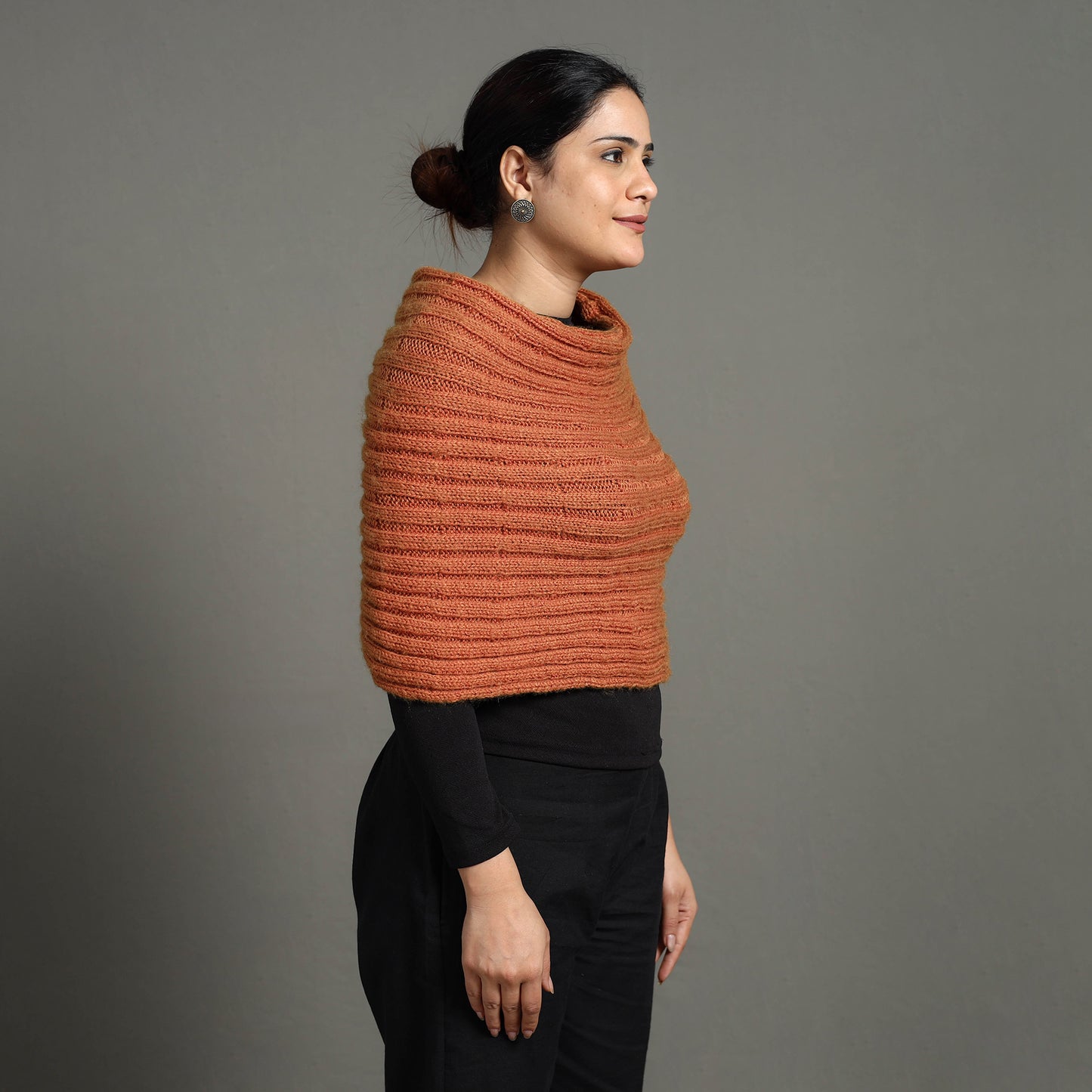 Orange - Kumaun Hand Knitted Woolen Cowl 136