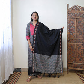 Grey - Handloom Cotton Pochampally Ikat Kurta Set 04
