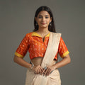 Orange - Sambalpuri Cotton Stitched Ikat Blouse 05