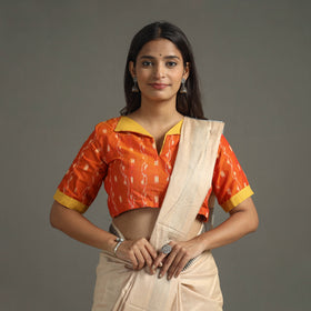 Orange - Sambalpuri Cotton Stitched Ikat Blouse 05