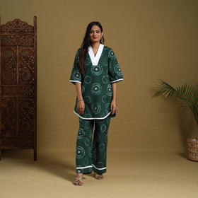 Buy Green Tie & Dye Cotton Shibori Co-Ord Set Online