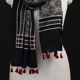 Ajrakh Hand Block Print Natural Dyed Mashru Silk Stole 16