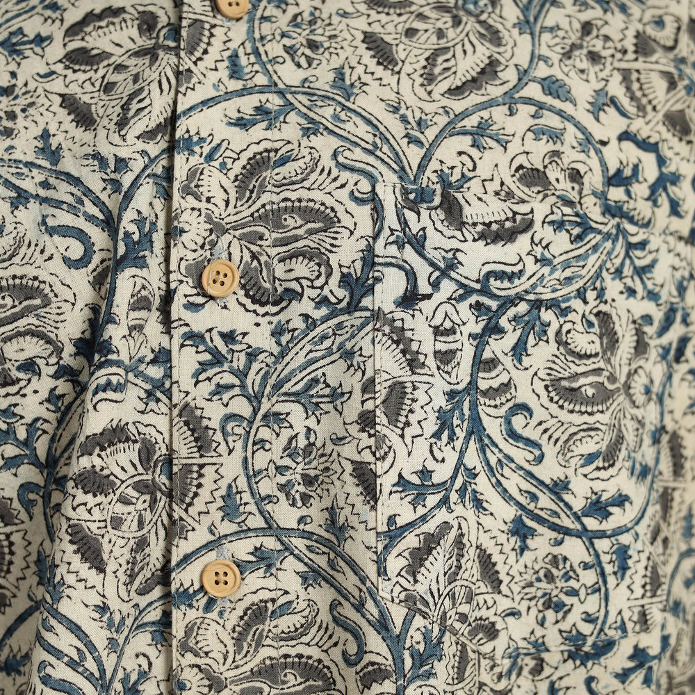 Pedana Block Print Cotton Men Kalamkari Shirt 02