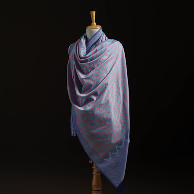 Pochampally Ikat Pure Handwoven Merino Wool x Silk Shawl 04