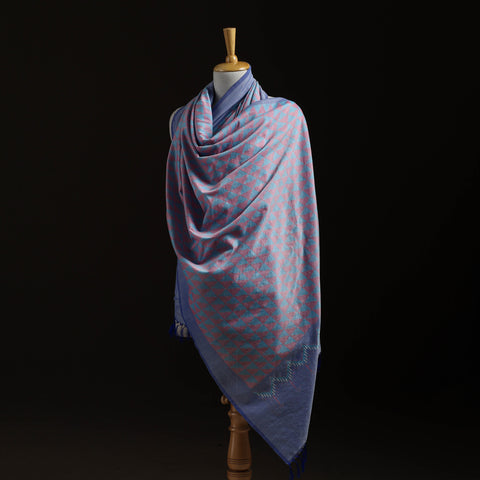 Pochampally Ikat Pure Handwoven Merino Wool x Silk Shawl 04