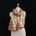 Ranihati Chanderi Silk Hand Embroidered Stole with Pom Pom 257