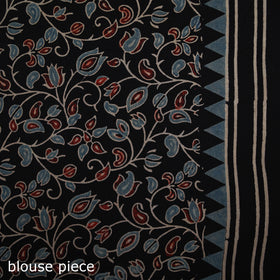 Ajrakh Hand Block Print Natural Dyed Pure Mul Cotton Saree 07
