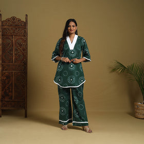 Buy Green Tie & Dye Cotton Shibori Co-Ord Set Online