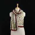 Ranihati Chanderi Silk Hand Embroidered Stole with Pom Pom 259