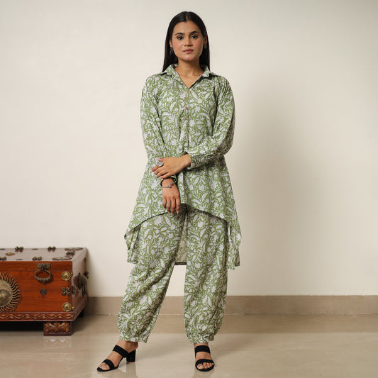 Green - Sanganeri Block Printed Cotton Co-Ord Set 03