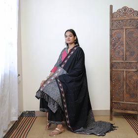 Grey - Handloom Cotton Pochampally Ikat Kurta Set 04