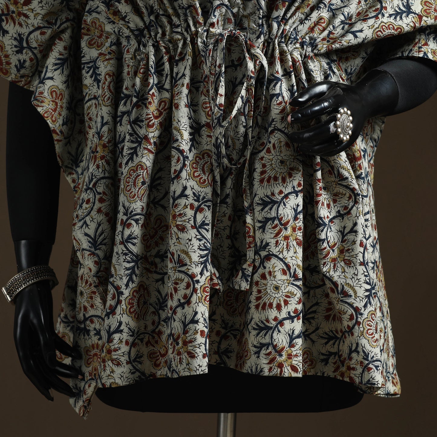 Natural Dyed Hand Block Kalamkari Print Patchwork Cotton Kaftan (Short) 57