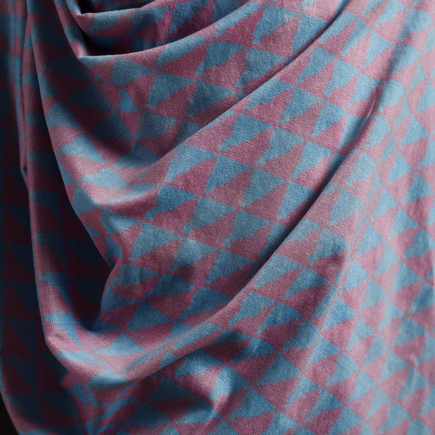 Pochampally Ikat Pure Handwoven Merino Wool x Silk Shawl 04