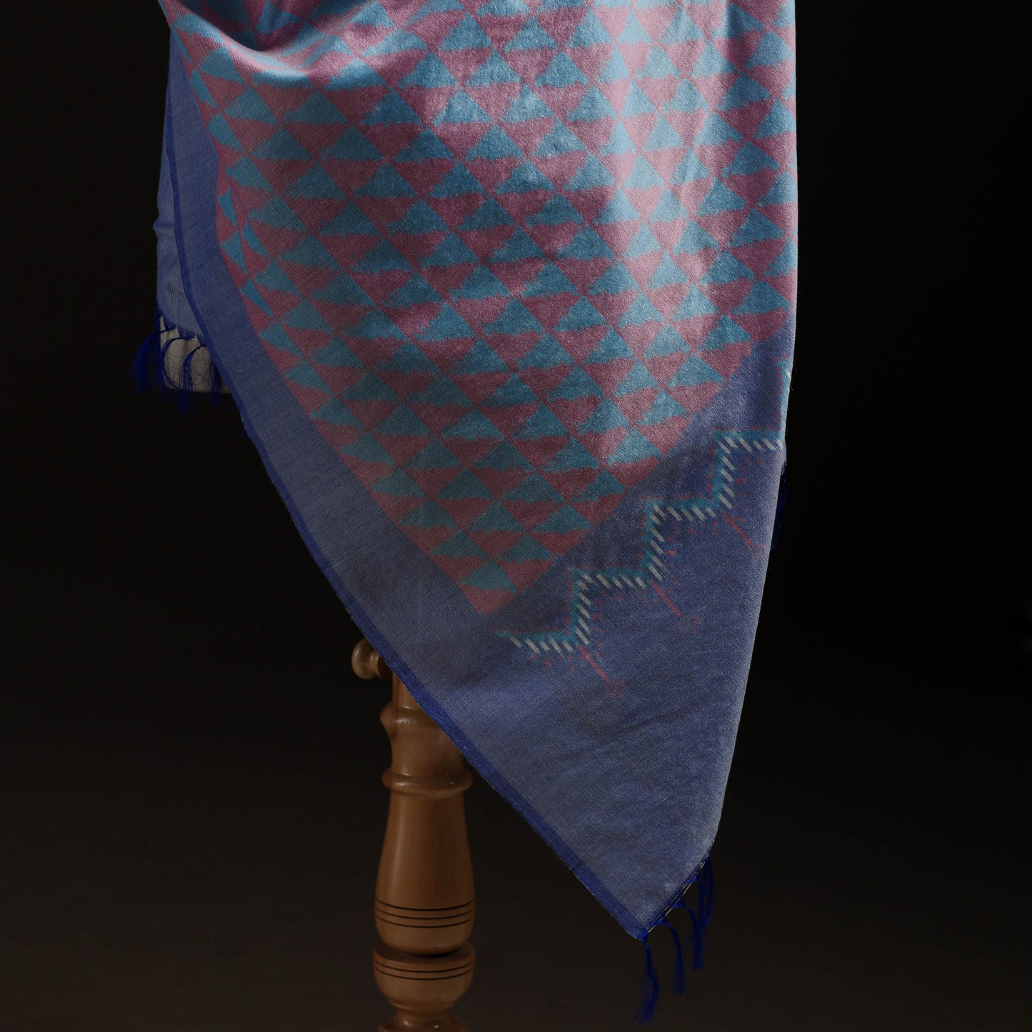 Pochampally Ikat Pure Handwoven Merino Wool x Silk Shawl 04
