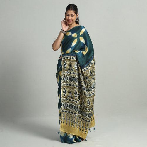 Ajrakh Modal Silk Saree