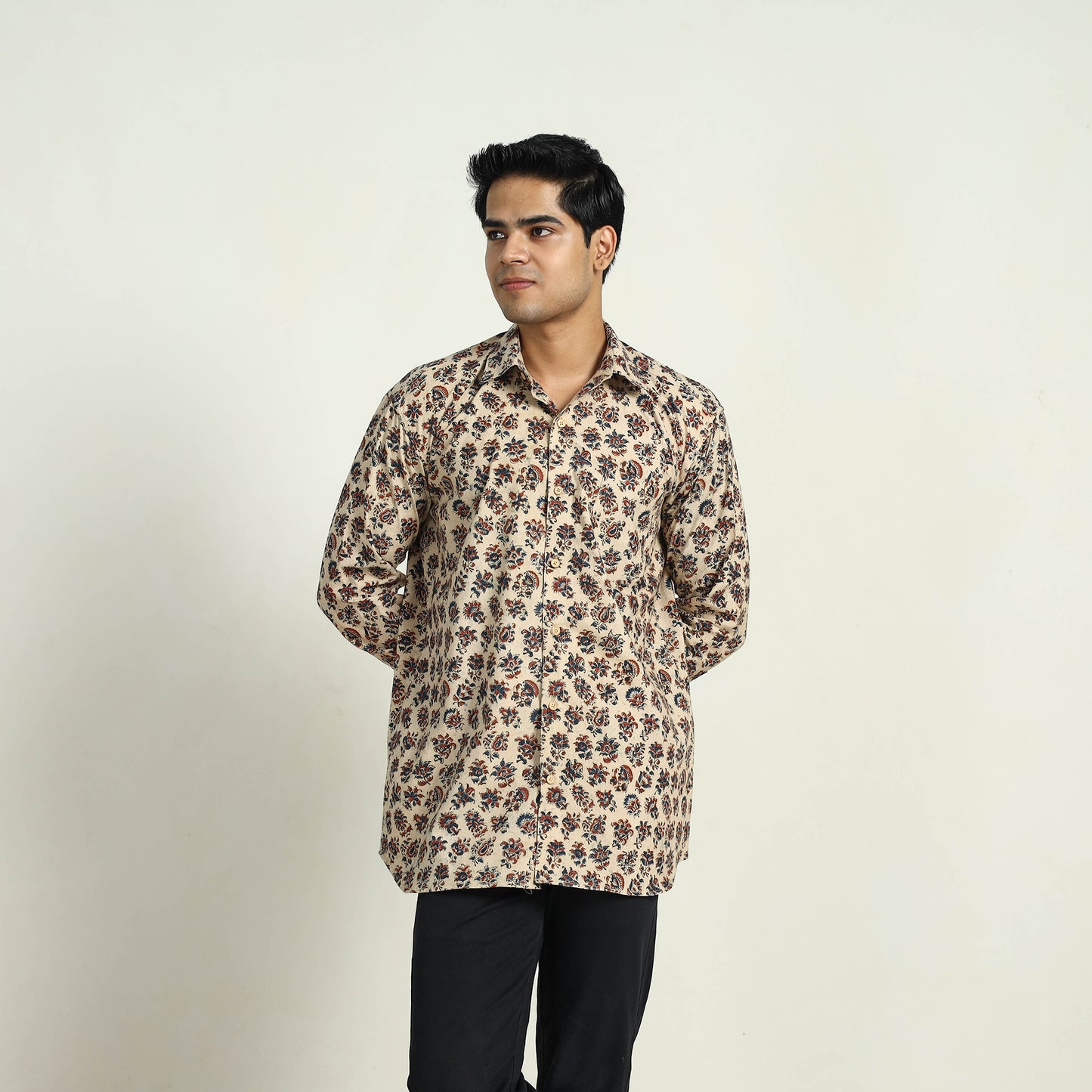 Pedana Block Print Cotton Men Kalamkari Shirt 03