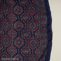 Blue - Modal Silk Block Printed Ajrakh Saree with Zari Border 73