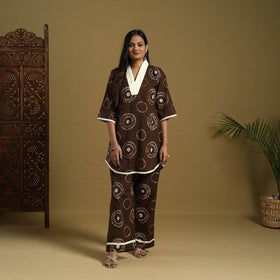 Buy Brown Tie & Dye Cotton Shibori Co-Ord Set Online in India