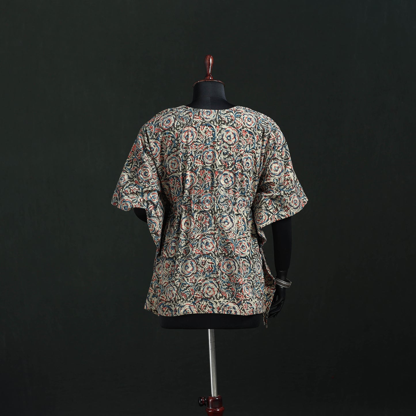 Multicolor - Kalamkari Hand Block Print Natural Dyed Cotton Kaftan (Short) 36