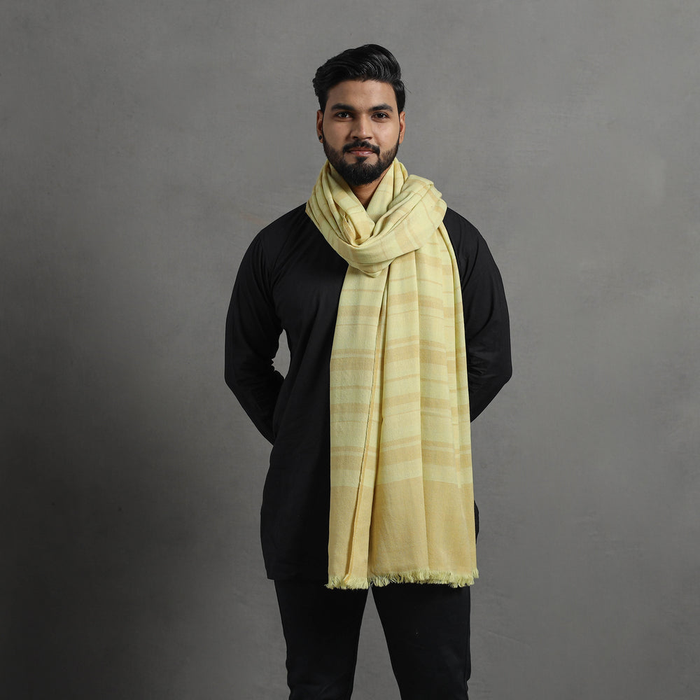 Yellow - Kumaun Handwoven Pure Merino Wool Shawl for Men 13