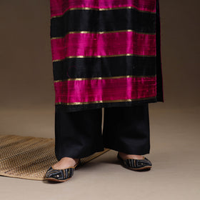 Black Bhagalpuri Handloom Tussar Silk Suit Set