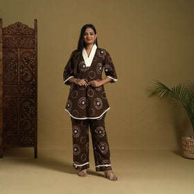 Buy Brown Tie & Dye Cotton Shibori Co-Ord Set Online in India